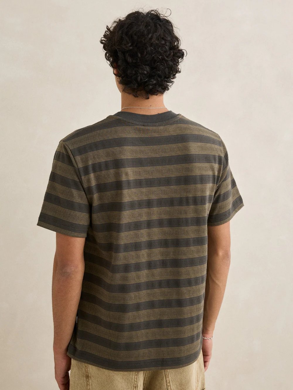 RHYTHM VINTAGE JACQUARD STRIPE T-SHIRT OLIVE