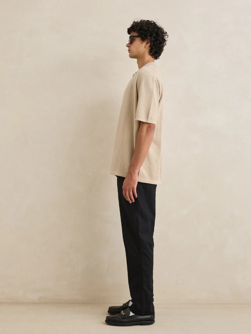 RHYTHM TEXTURED KNIT SHORT SLEEVE SHIRT STONE 