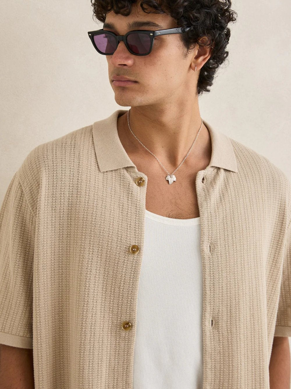 RHYTHM TEXTURED KNIT SHORT SLEEVE SHIRT STONE 