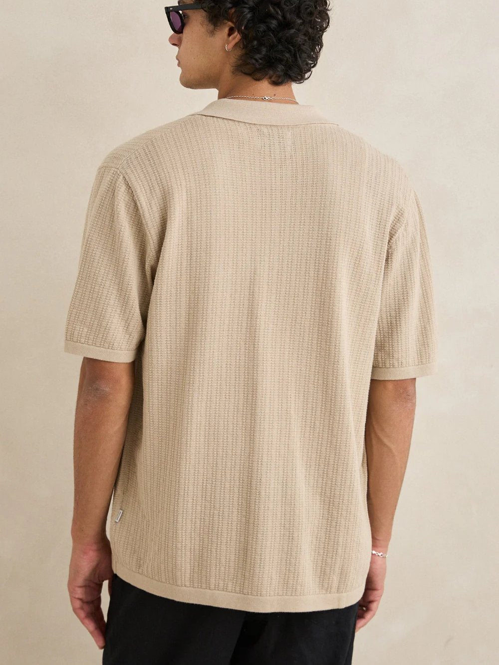 RHYTHM TEXTURED KNIT SHORT SLEEVE SHIRT STONE 
