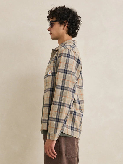 RHYTHM OSCAR CHECK SHIRT JACKET STONE 