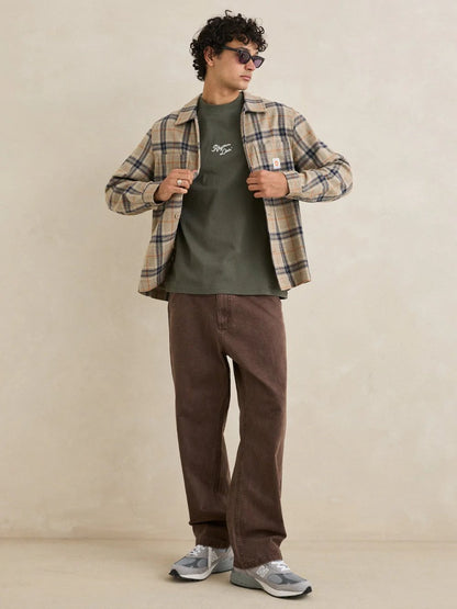 RHYTHM OSCAR CHECK SHIRT JACKET STONE 