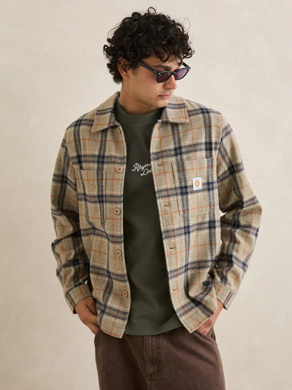 RHYTHM OSCAR CHECK SHIRT JACKET STONE 