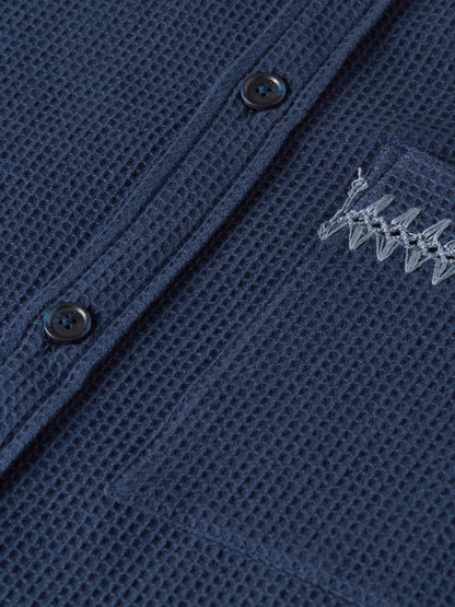 S&S WAFFLE STRUCTURE RELAXED FIT SHIRT BLUE
