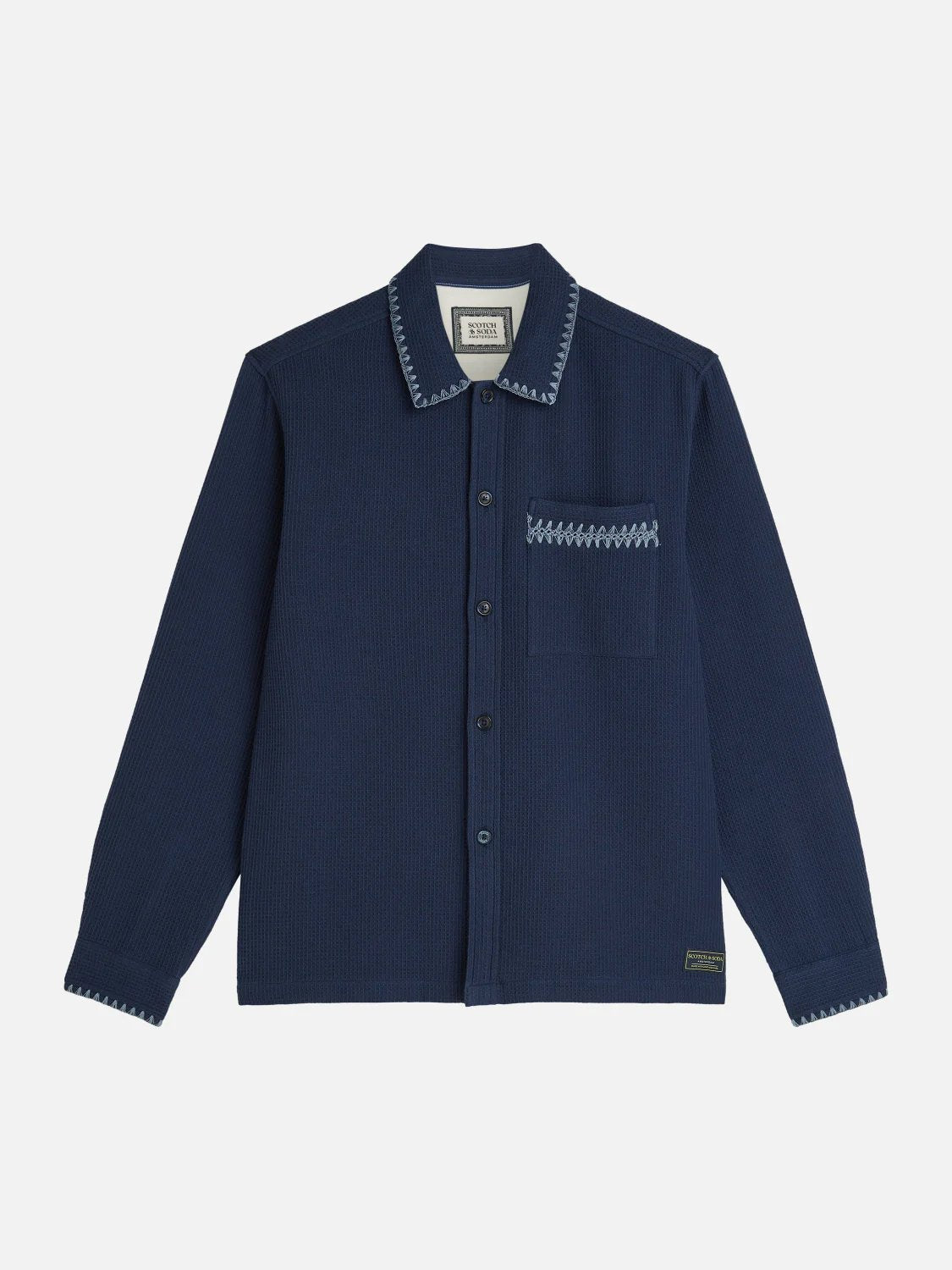S&S WAFFLE STRUCTURE RELAXED FIT SHIRT BLUE