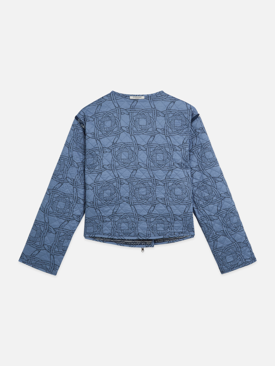 S&S REVERSIBLE PRINTED QUILTED JACKET HORSES BLUE