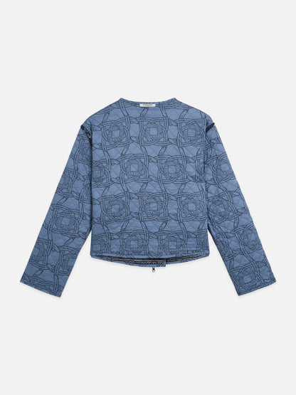 S&S REVERSIBLE PRINTED QUILTED JACKET HORSES BLUE