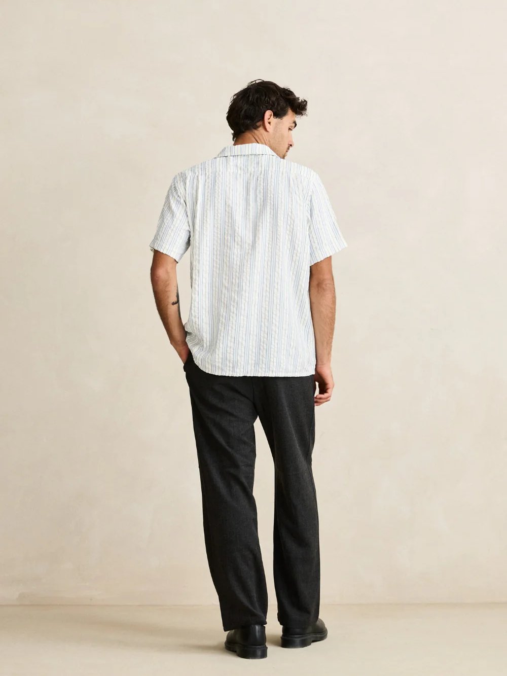 RHYTHM NOVELTY STRIPE SHORT SLEEVE SHIRT WHITE 