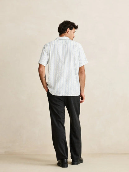 RHYTHM NOVELTY STRIPE SHORT SLEEVE SHIRT WHITE 