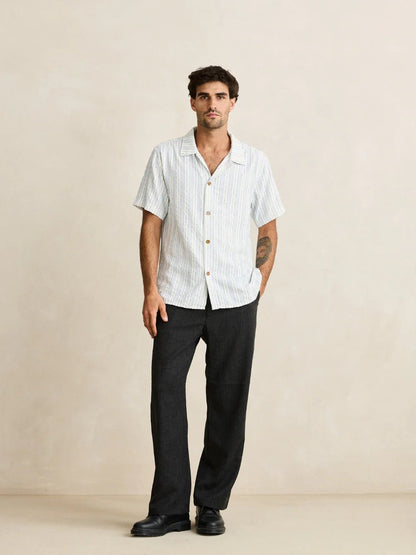 RHYTHM NOVELTY STRIPE SHORT SLEEVE SHIRT WHITE 