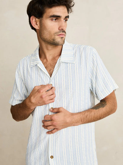 RHYTHM NOVELTY STRIPE SHORT SLEEVE SHIRT WHITE 