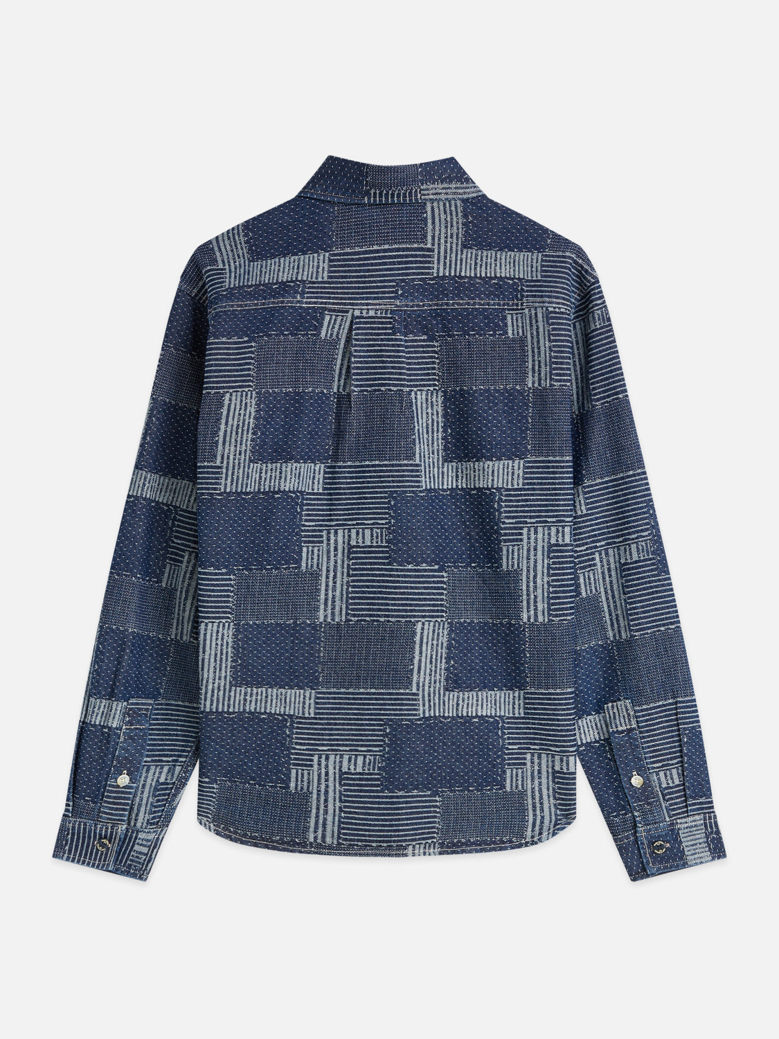 S&S DENIM PATCHWORK RELAXED FIT OVERSHIRT WASHED INDIGO 