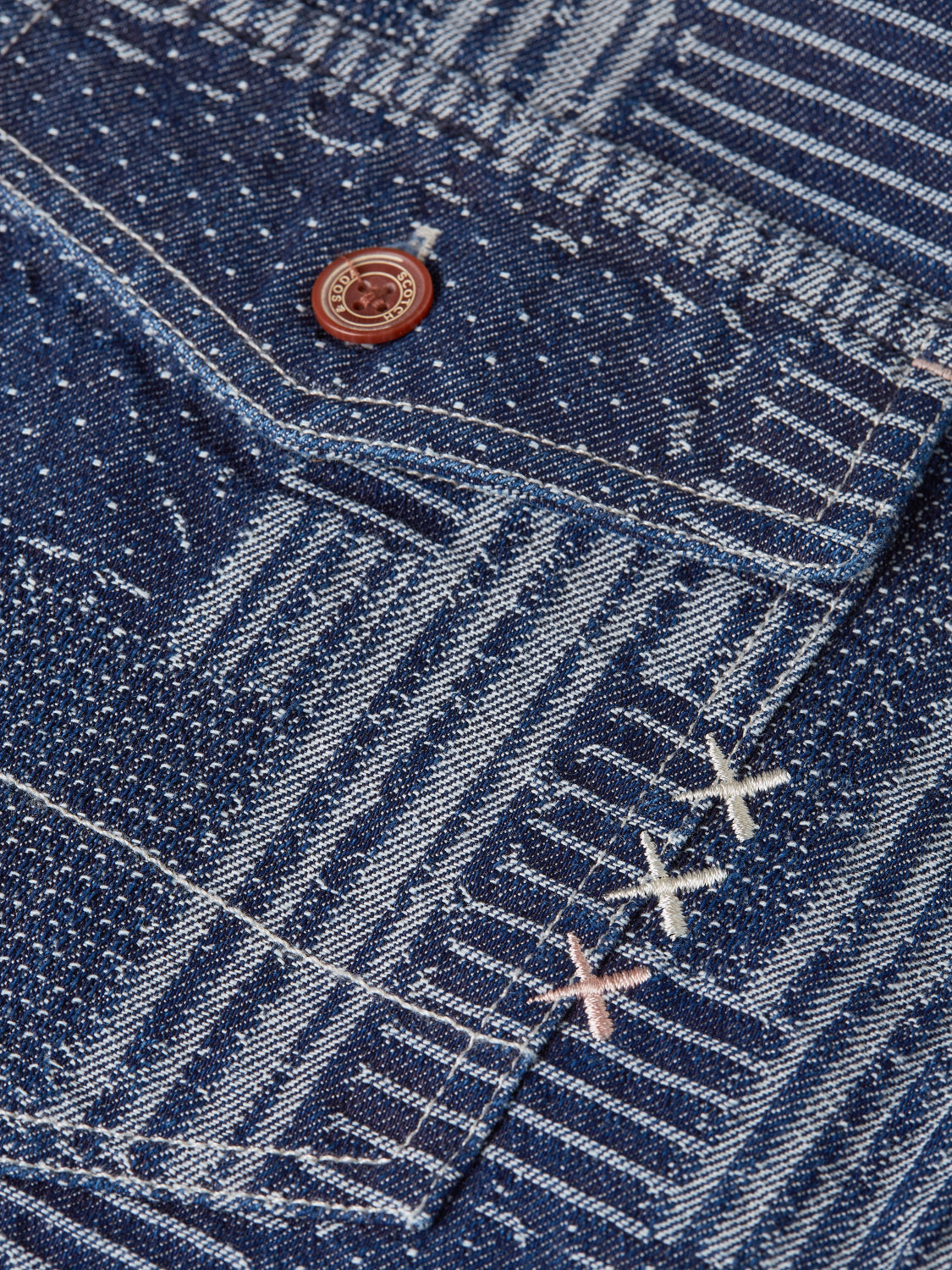 S&S DENIM PATCHWORK RELAXED FIT OVERSHIRT WASHED INDIGO 
