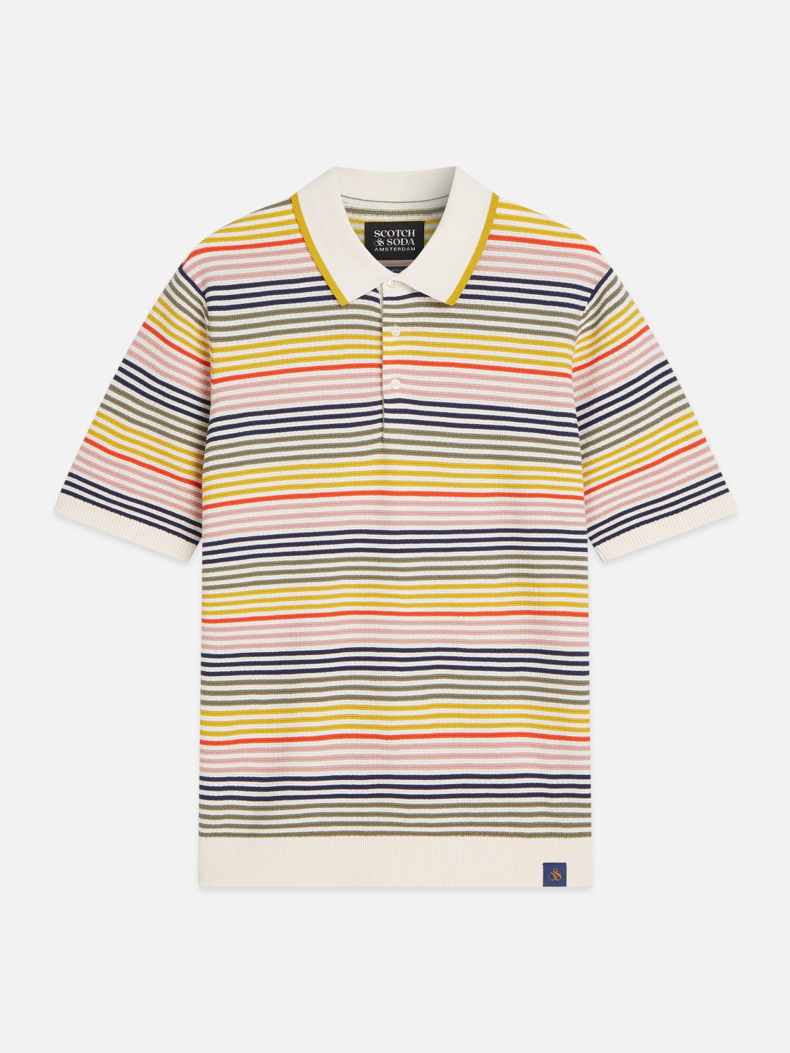 S&S STRIPED STRUCTURED KNITTED REGULAR-FIT POLO MULTI 