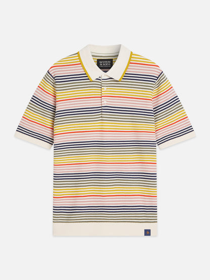 S&S STRIPED STRUCTURED KNITTED REGULAR-FIT POLO MULTI 