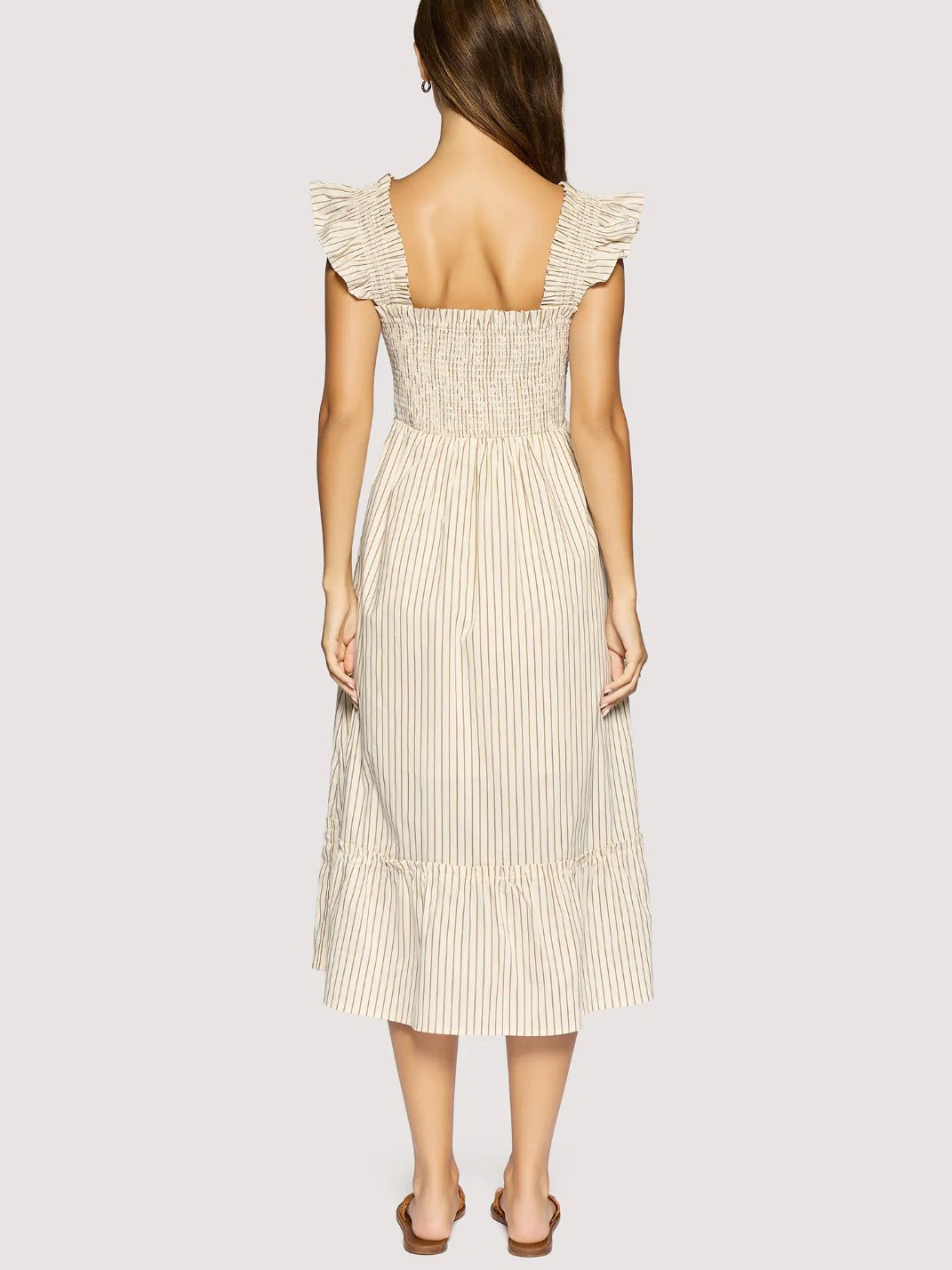 L+W LIDO AFFAIR MIDI DRESS BROWN CREAM 