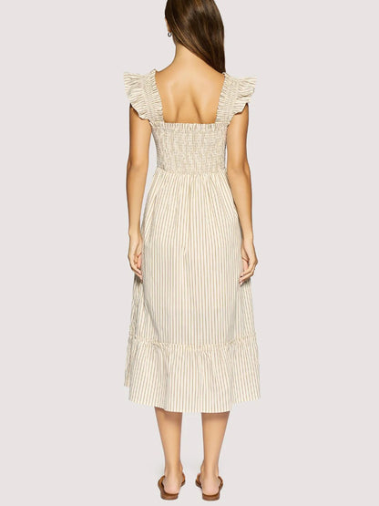 L+W LIDO AFFAIR MIDI DRESS BROWN CREAM 