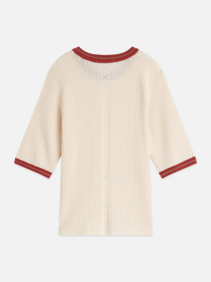 S&S POINTELLE KNITTED RELAXED FIT TEE EGGNOG