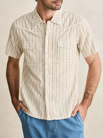 RHYTHM LONE PINE STRIPE SHORT SLEEVE SHIRT NATURAL 
