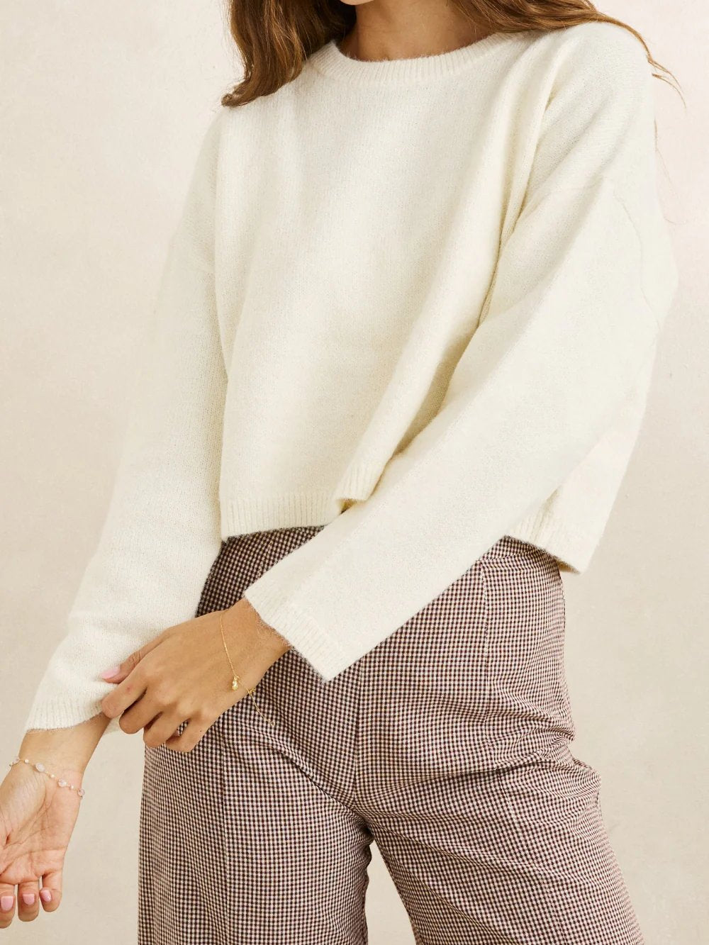 RHYTHM ESTELLE FLUFFY CREWNECK KNIT CREAM 