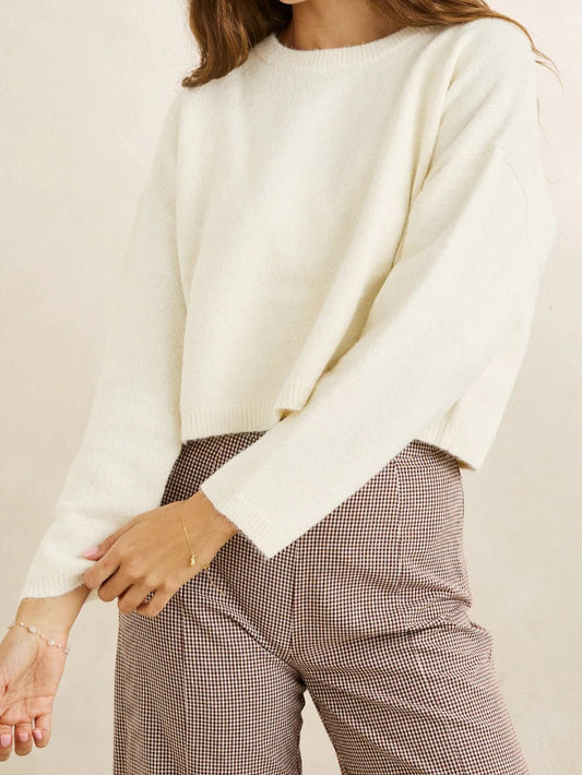 RHYTHM ESTELLE FLUFFY CREWNECK KNIT CREAM 
