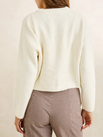 RHYTHM ESTELLE FLUFFY CREWNECK KNIT CREAM 