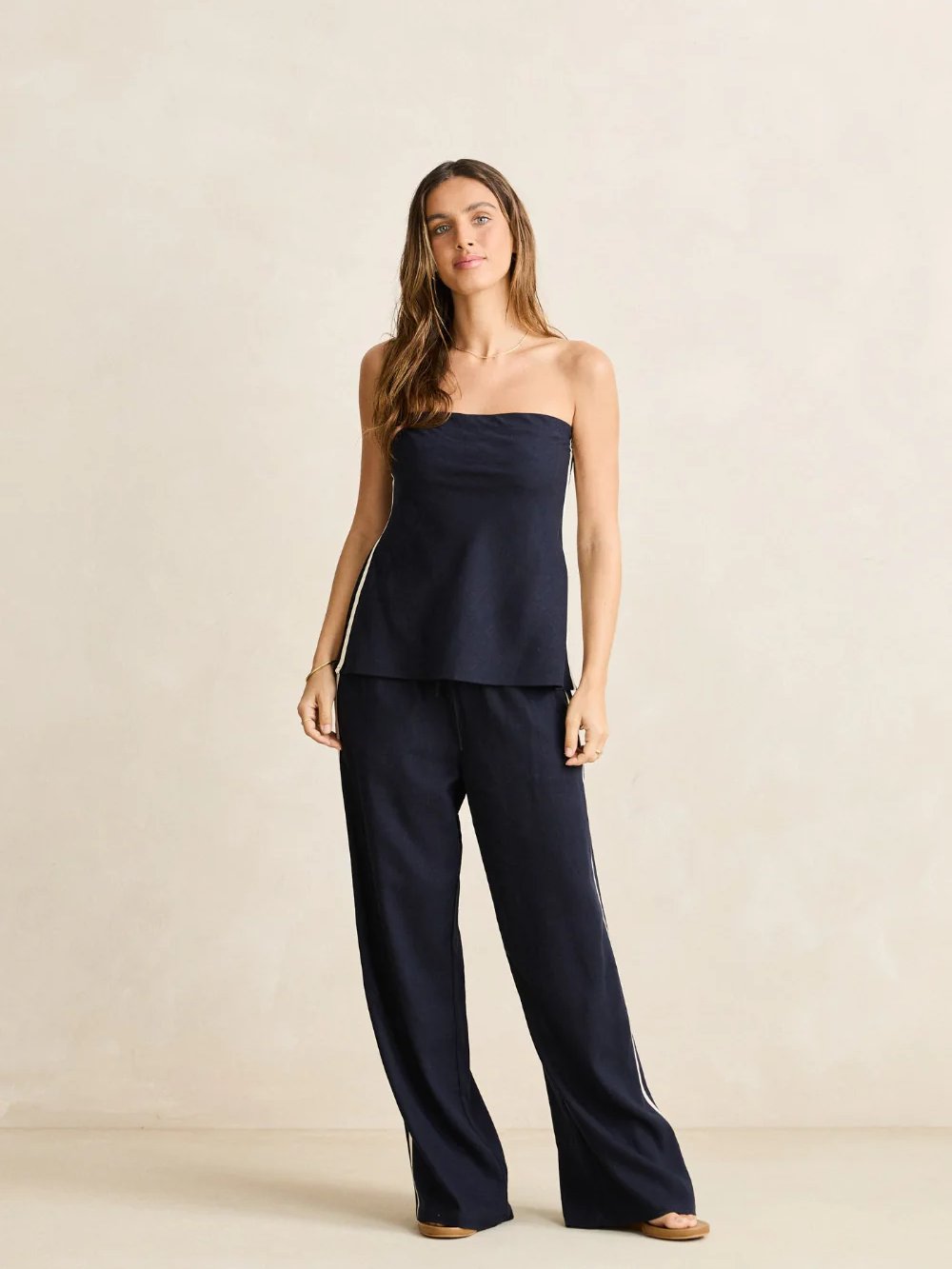RHYTHM CONTRAST LINEN TRACK PANT OCEAN 