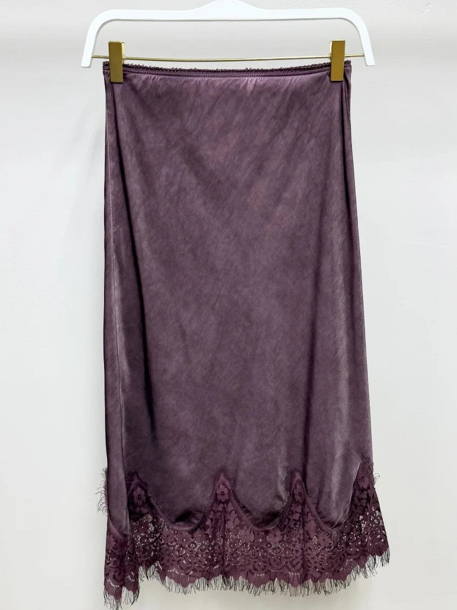 MILIO MILANO SILKY LACE SKIRT EGGPLANT 