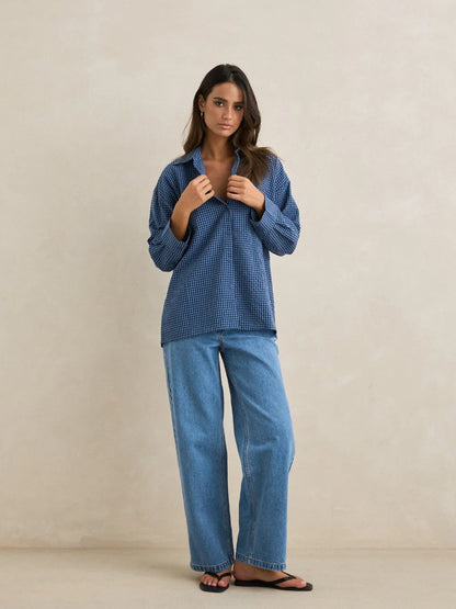 RHYTHM SERENE OVERSIZED LONG
SLEEVE SHIRT INDIGO