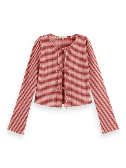 SCOTCH & SODA STRUCTURED GINGHAM L/S BLOUSE RED