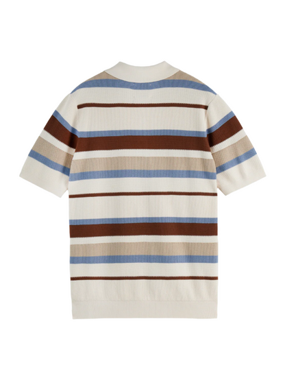 S&S REGULAR FIT KNIT STRIPED POLO PLAZA TAUPE 