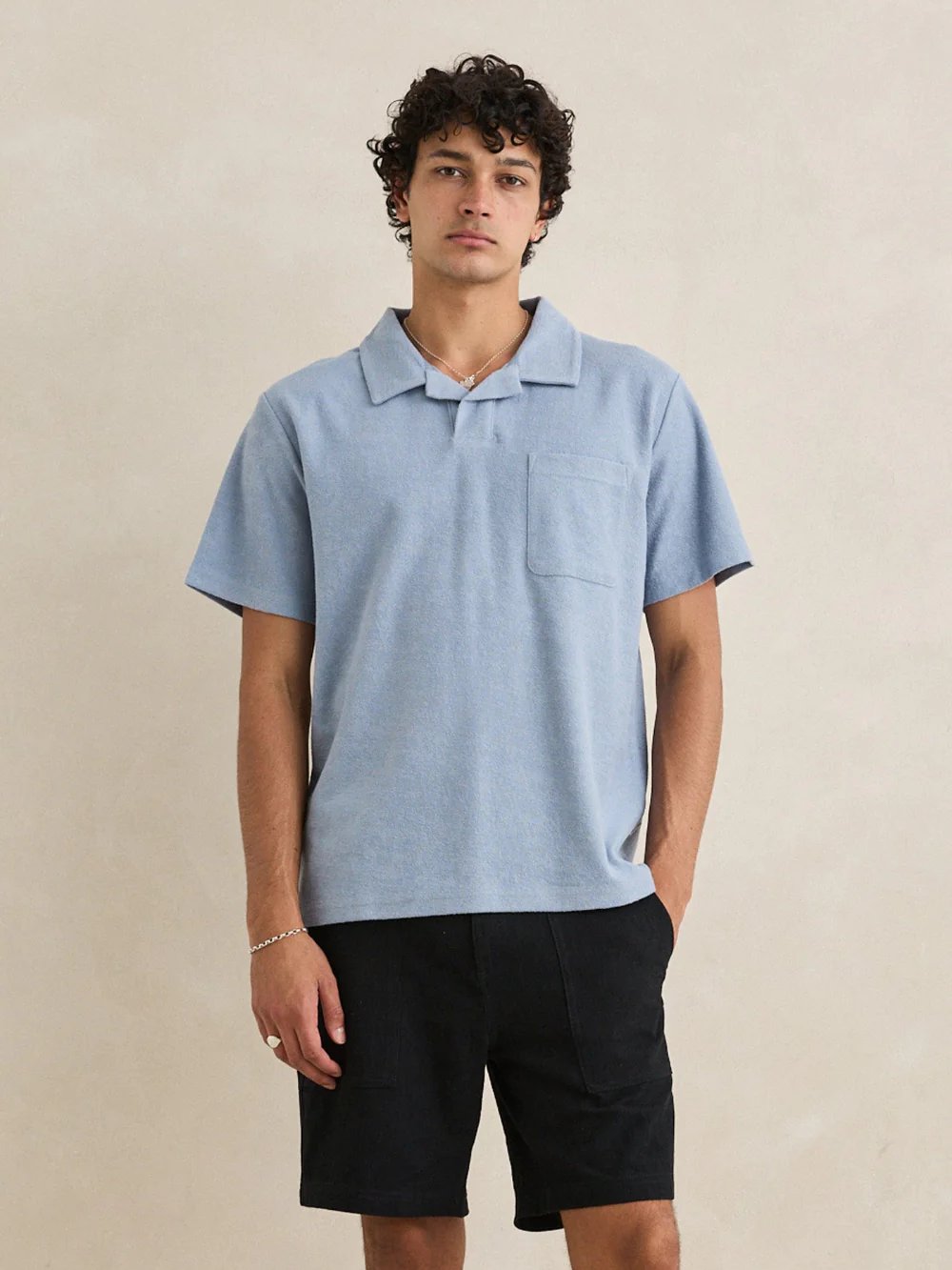 RHYTHM VINTAGE TERRY POLO BLUE