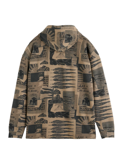 S&S LOOSE FIT OVERDYED PRINTED HOODIE PLAZA TAUPE