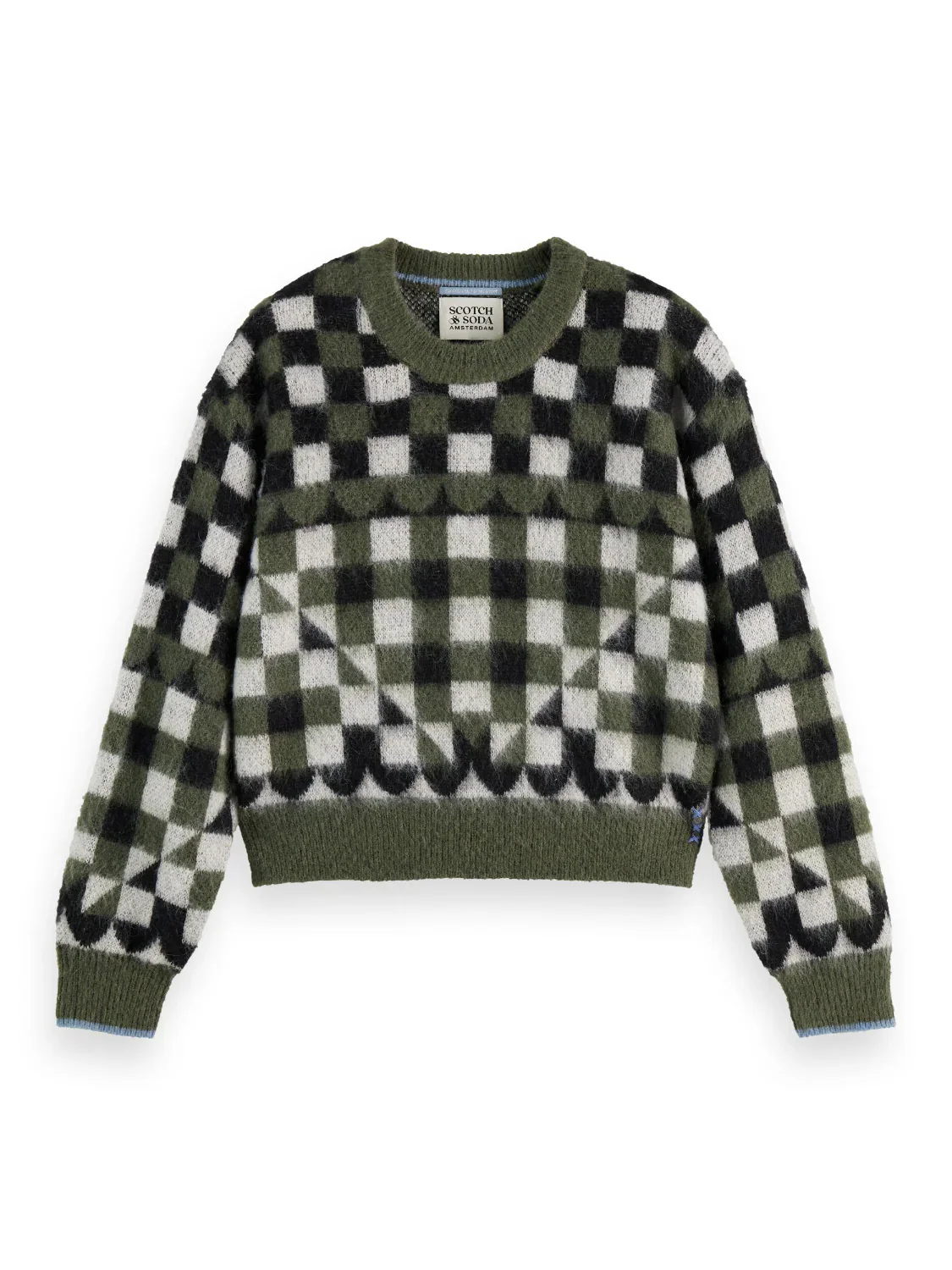 SCOTCH & SODA FUZZY JACQUARD SWEATER THYME