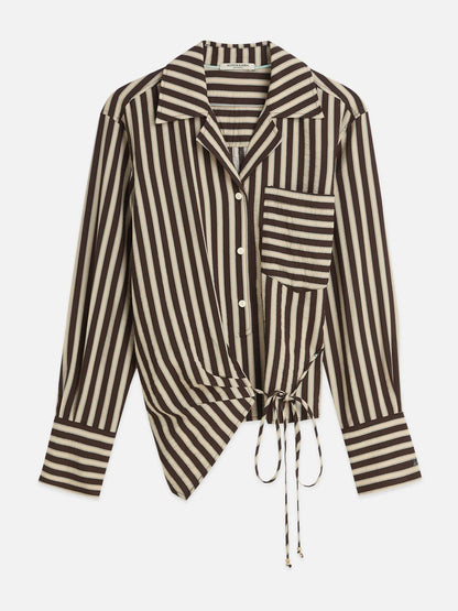 S&S STRIPED WRAP SHIRT BITTER CHOCOLATE STRIPE 
