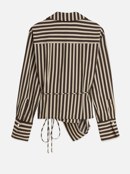 S&S STRIPED WRAP SHIRT BITTER CHOCOLATE STRIPE 