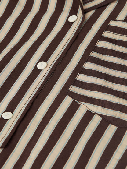 S&S STRIPED WRAP SHIRT BITTER CHOCOLATE STRIPE 