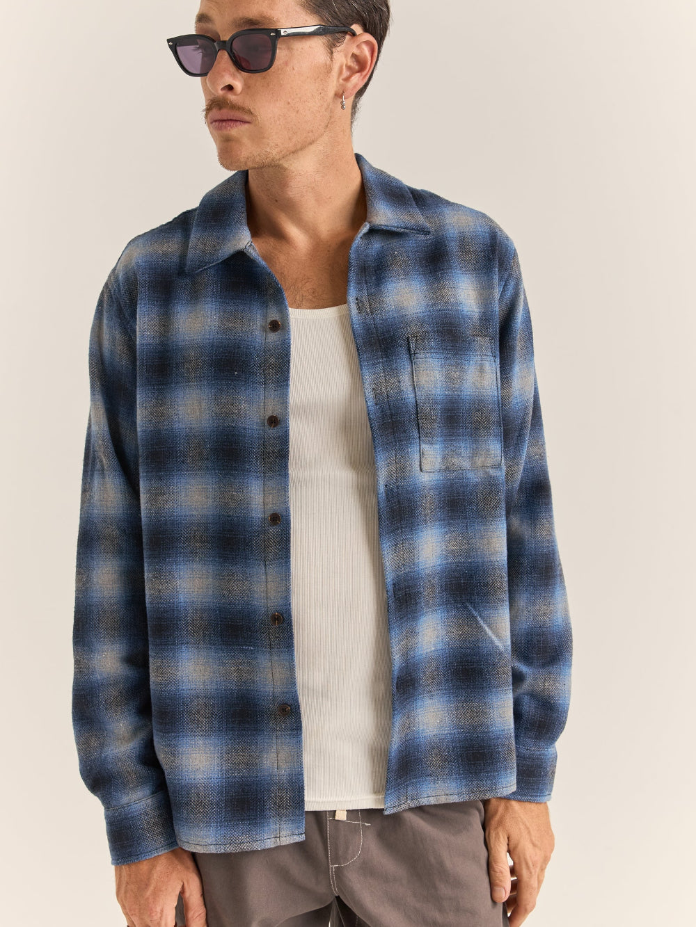 RHYTHM MAR LS FLANNEL BLUE