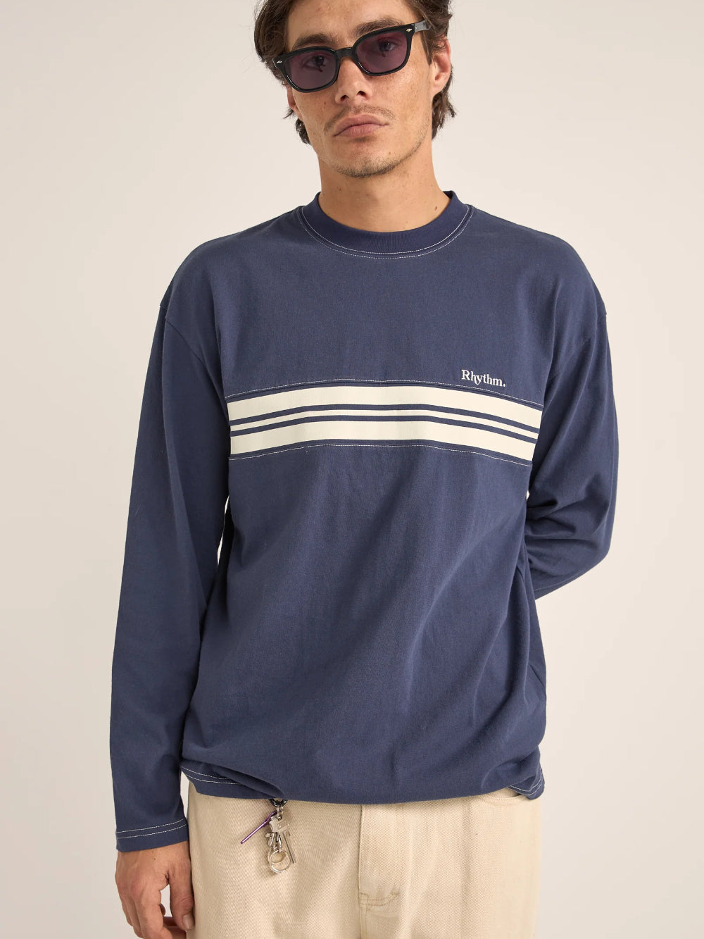 RHYTHM VINTAGE PANEL LS T-SHIRT NAVY