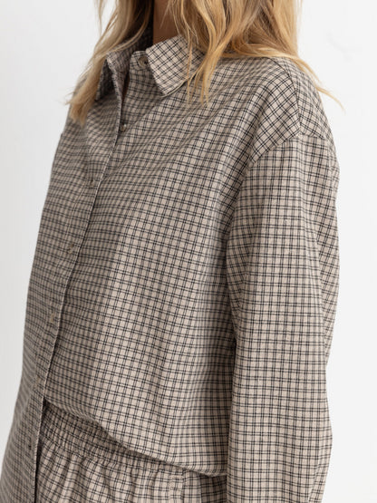 RHYTHM SANDY CHECK OVERSIZED SHIRT NATURAL