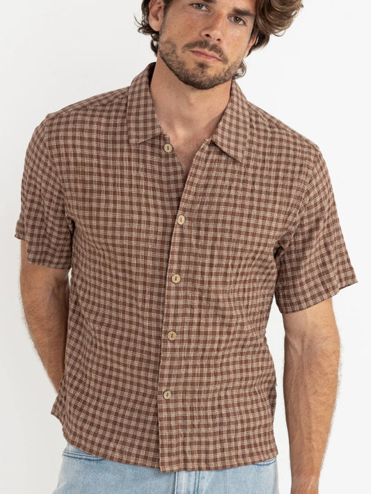 RHYTHM CROSS CHECK CROP SHIRT BROWN 
