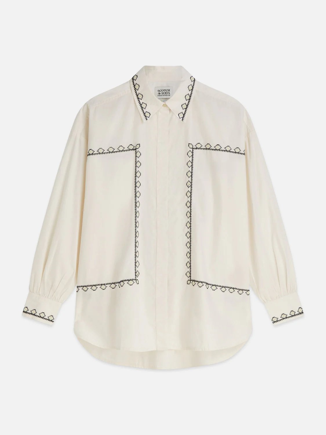 S&S EMBROIDERED OVERSIZED FIT SHIRT EGGNOG 