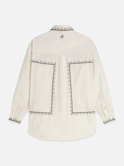 S&S EMBROIDERED OVERSIZED FIT SHIRT EGGNOG