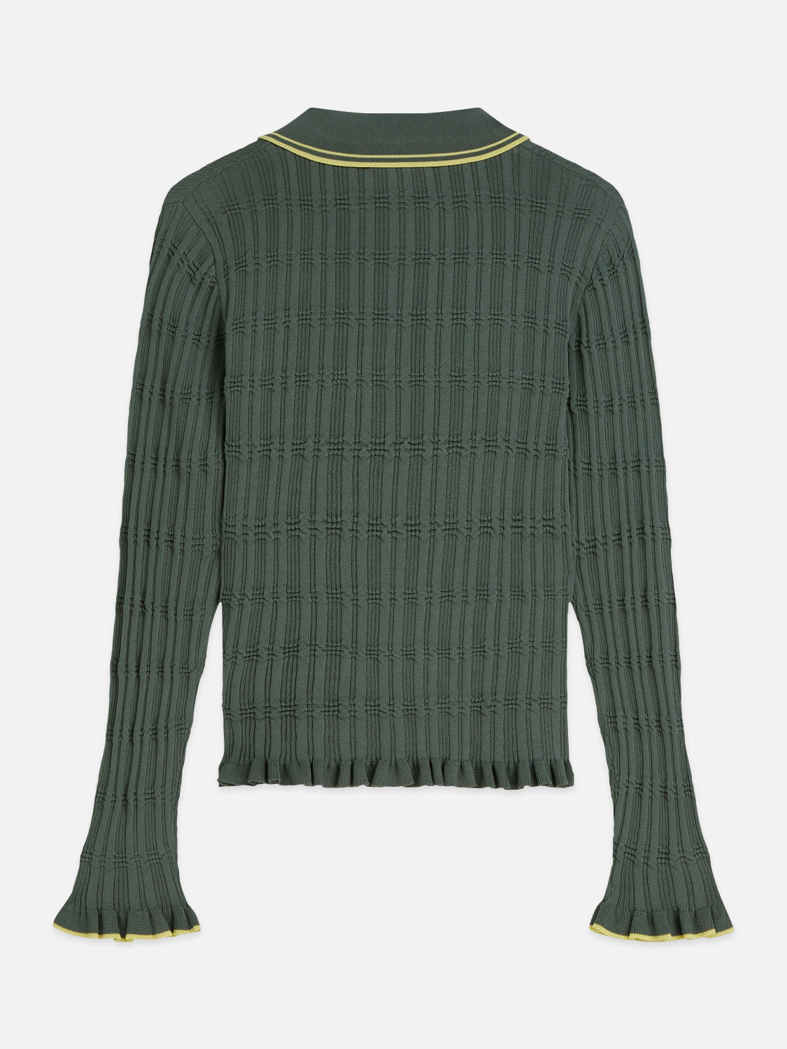 S&S RIPPLE STITCH POLO NECK PULLOVER BALSAM GREEN