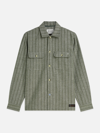 S&S JACQUARD RELAXED FIT SHIRT DARK FOREST 