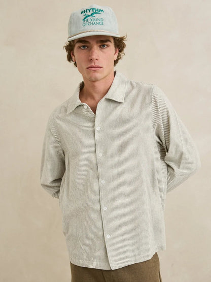 RHYTHM BANK STRIPE SHIRT OLIVE 