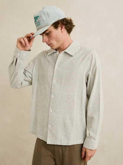 RHYTHM BANK STRIPE SHIRT OLIVE 