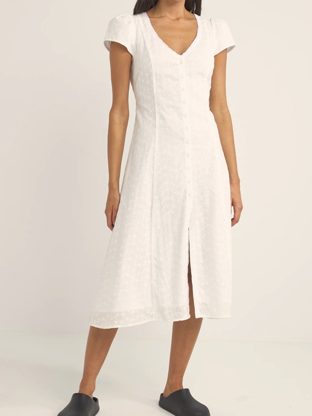 RHYTHM TALLULAH CAP SLEEVE DRESS WHITE