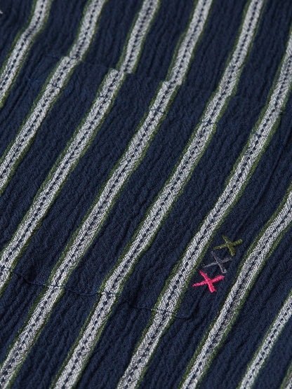 S&S STRIPED CRINKLE STRUCTURE REGULAR FIT SHIRT GARDEN GREEN STRIPE 