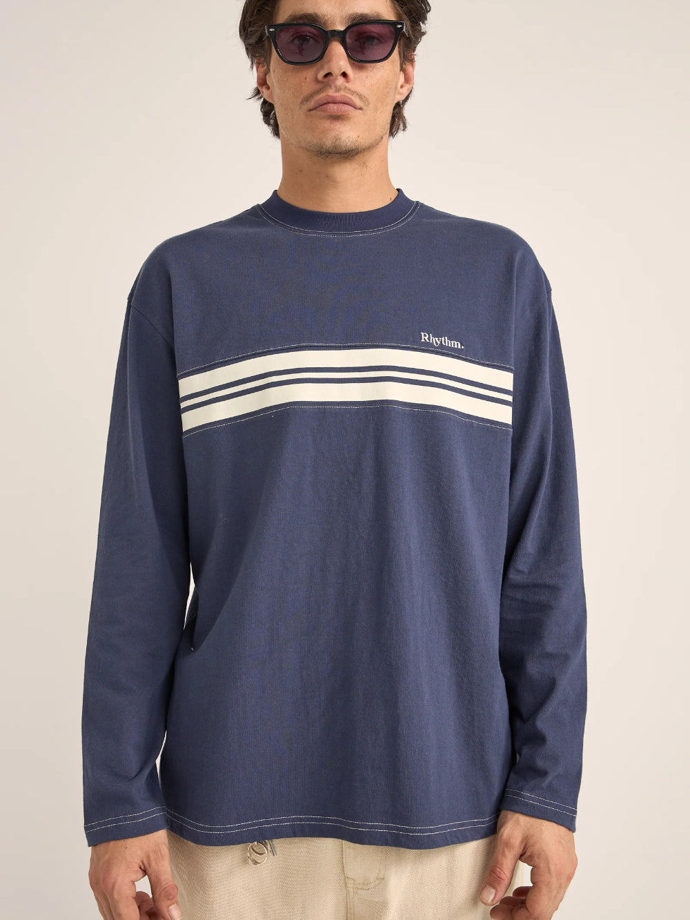 RHYTHM VINTAGE PANEL LS T-SHIRT NAVY